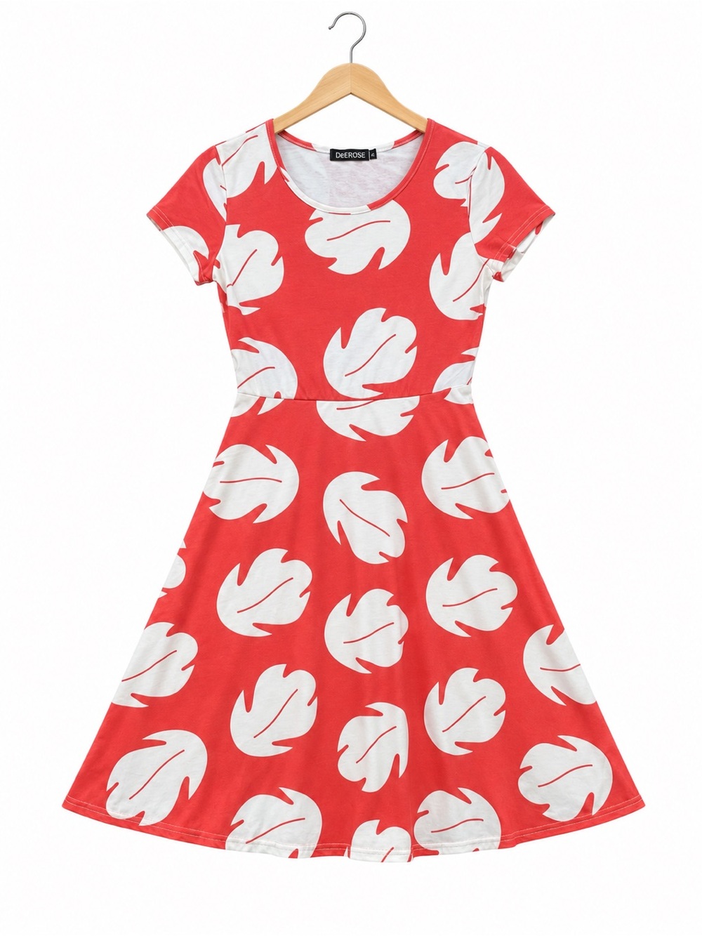 Deerose Red Lilo & Stitch Hawaiian leaf Dress Costume XS cosplay Disneybound